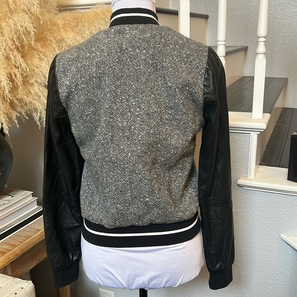 Abercrombie & Fitch Wool Bomber Black Gray Varsity Bomber Jacket Size Small - Picture 5 of 7